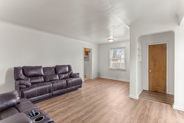 living room featuring light wood-type flooring