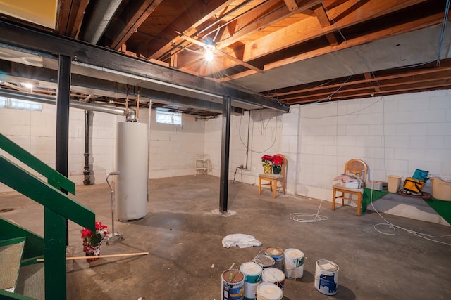 basement with gas water heater