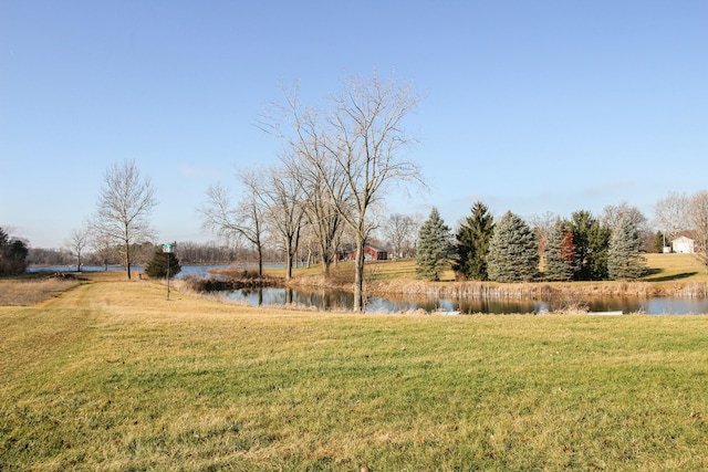 view of yard with a water view