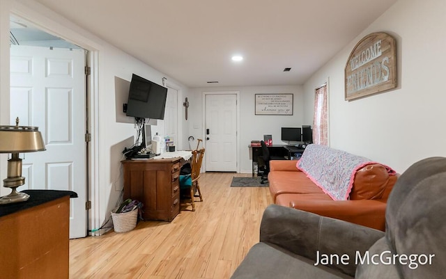 living room with light wood-type flooring