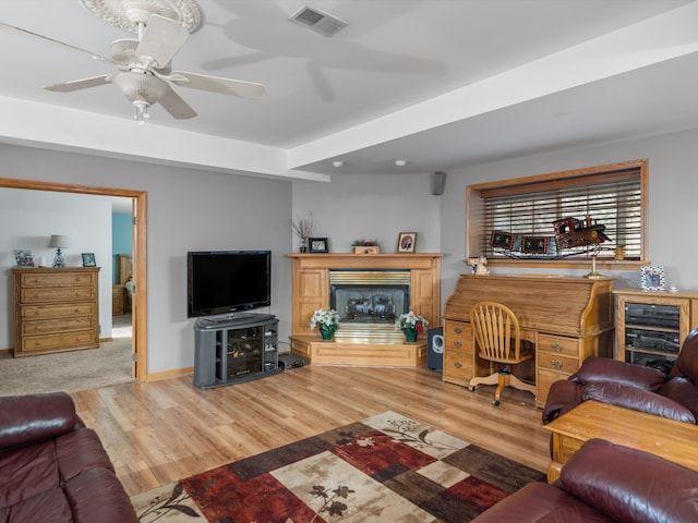 living room featuring light hardwood / wood-style flooring