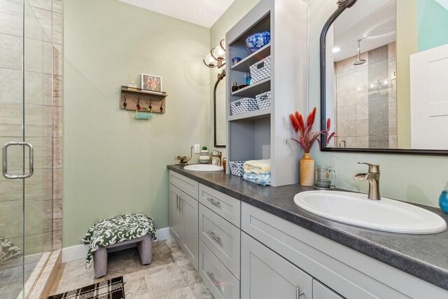 3943 Bungalow Path Unit 54, Saint Joseph, MI 49085 - bathroom with vanity and an enclosed shower