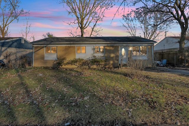 exterior space featuring a lawn