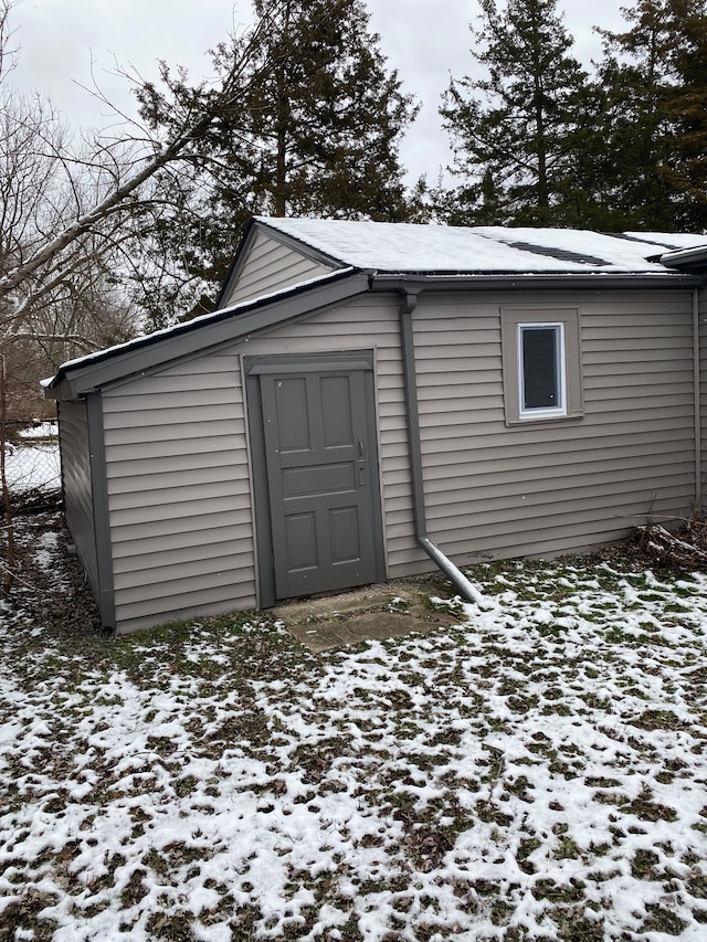 view of snow covered structure