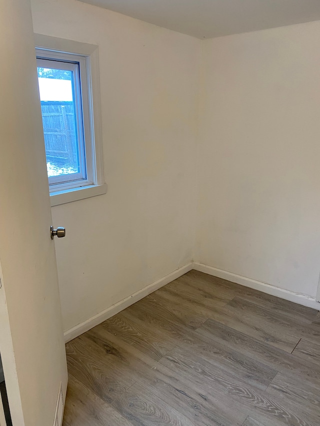 spare room featuring wood-type flooring