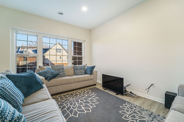 living room featuring hardwood / wood-style floors