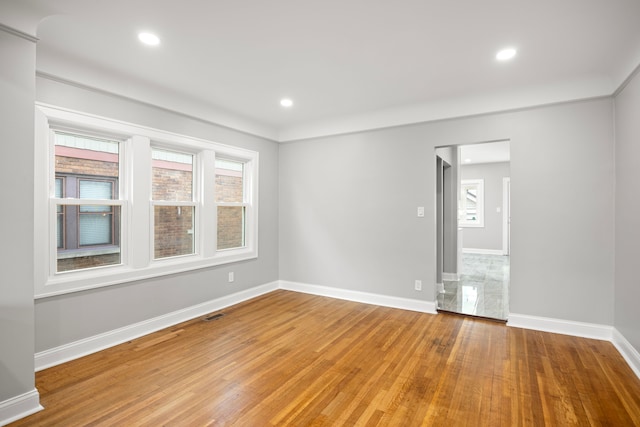 spare room featuring wood-type flooring