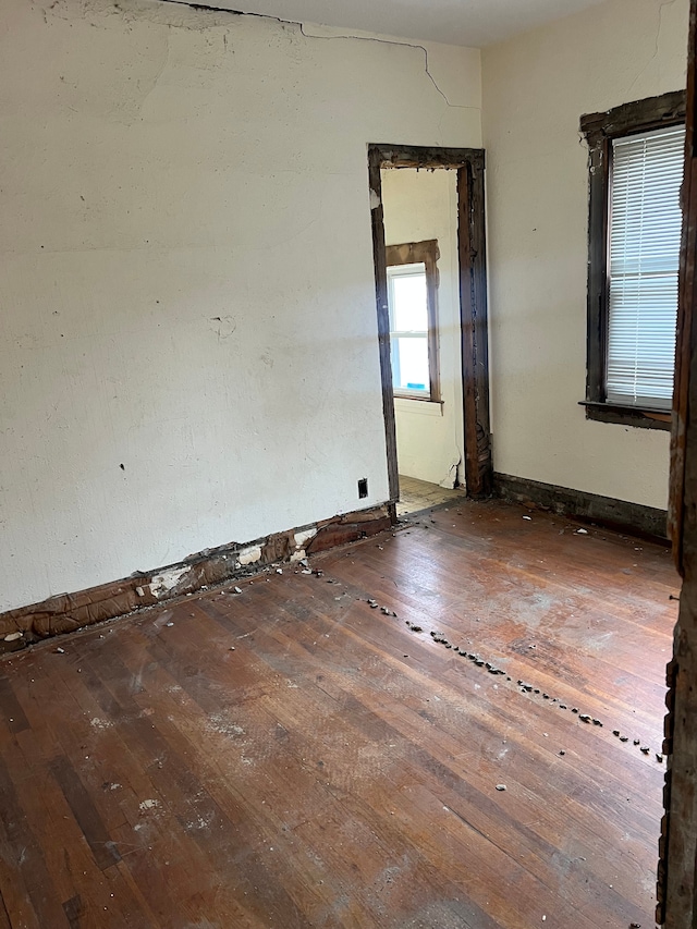 spare room with hardwood / wood-style flooring