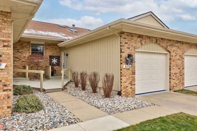 exterior space with a garage