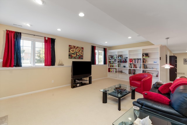 living room featuring carpet flooring