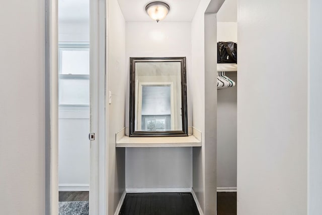 walk in closet featuring wood-type flooring