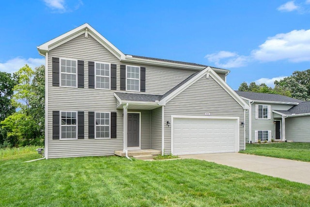 view of front of home with a front lawn