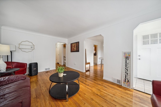 living room featuring light hardwood / wood-style flooring