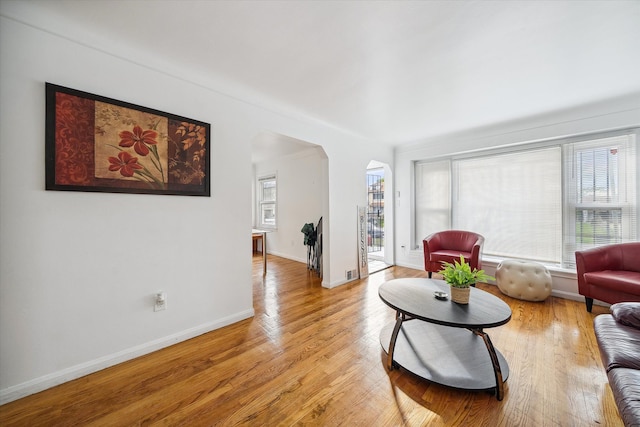 living room featuring light hardwood / wood-style flooring