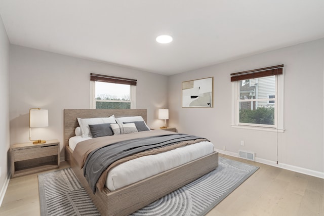 bedroom featuring light hardwood / wood-style floors