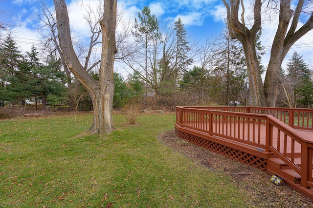 view of yard with a deck