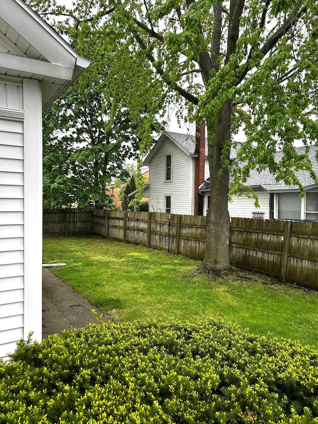 view of yard featuring a fenced backyard