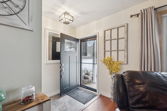 foyer with hardwood / wood-style floors