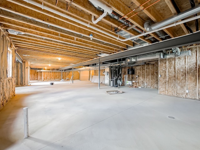 basement with heating unit