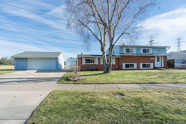 tri-level home with a front lawn