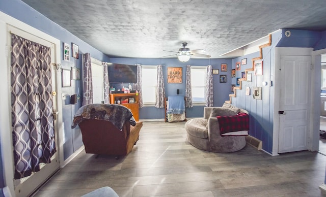 118 S Railroad St, Allen, MI 49227 - living room featuring hardwood / wood-style flooring and ceiling fan