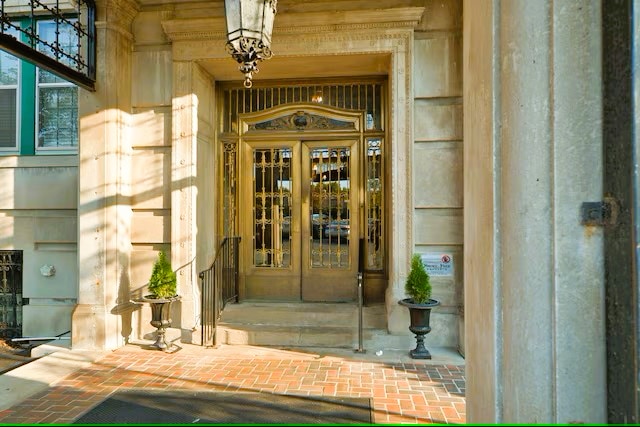 doorway to property with french doors