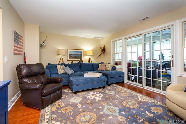 living room featuring hardwood / wood-style flooring