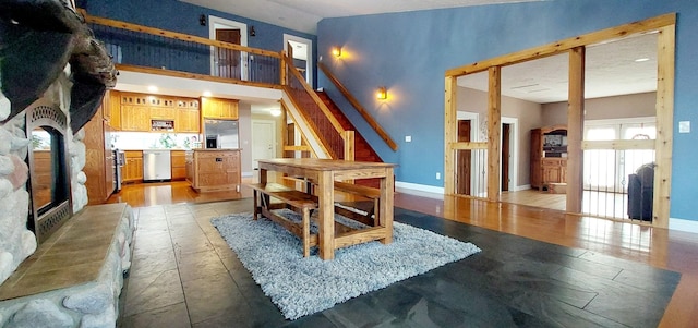 210 E Mcneil St, Corunna, MI 48817 - dining space with stairs and baseboards