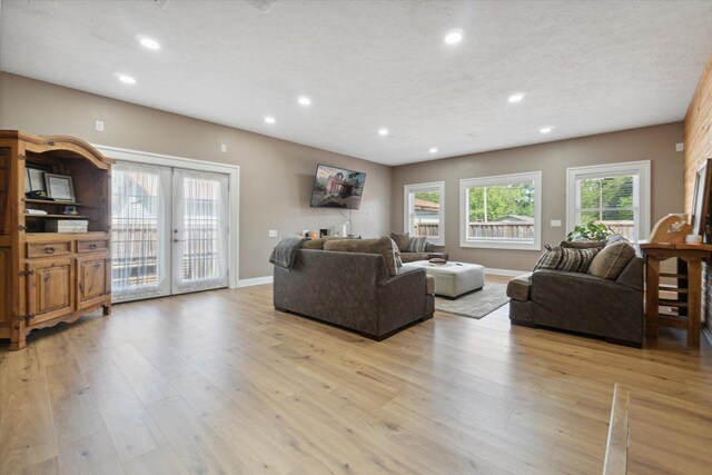 210 E Mcneil St, Corunna, MI 48817 - living area featuring french doors, recessed lighting, light wood-type flooring, and baseboards