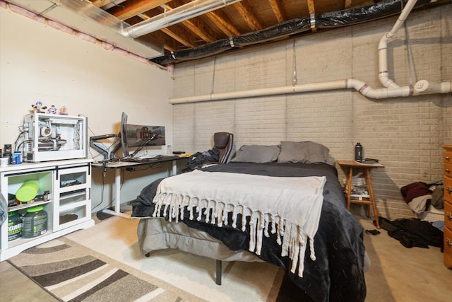 bedroom with concrete floors