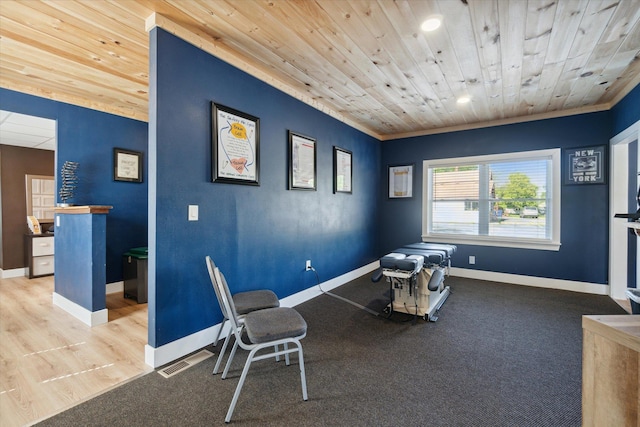 misc room with wooden ceiling