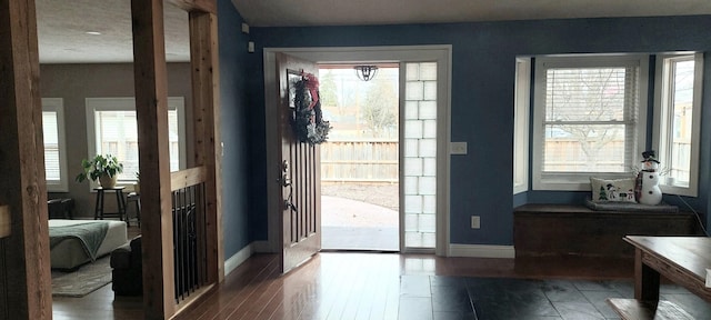 foyer entrance with dark hardwood / wood-style floors