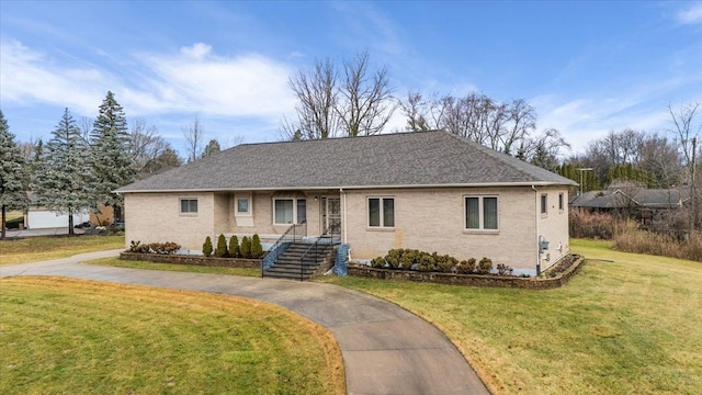 view of front of property with a front lawn