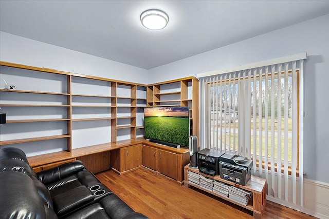 living room with hardwood / wood-style floors