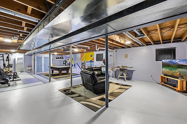 basement featuring pool table