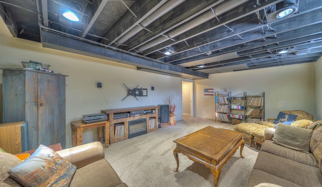 living room with carpet floors