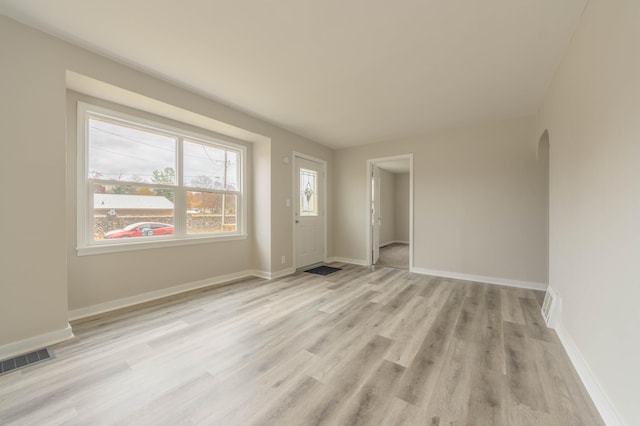 interior space with light hardwood / wood-style flooring