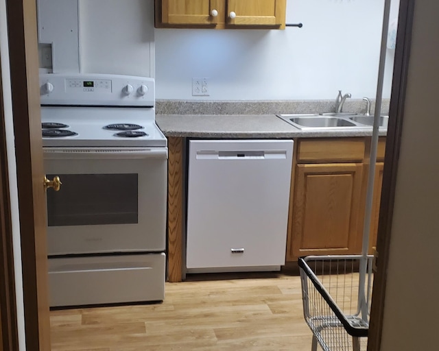 2639 S 3rd St, Niles, MI 49120 - kitchen with stainless steel dishwasher, light hardwood / wood-style floors, electric range, and sink