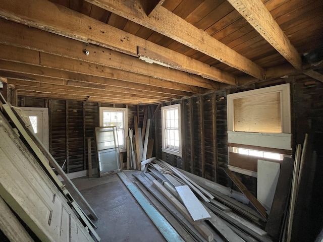 view of unfinished attic