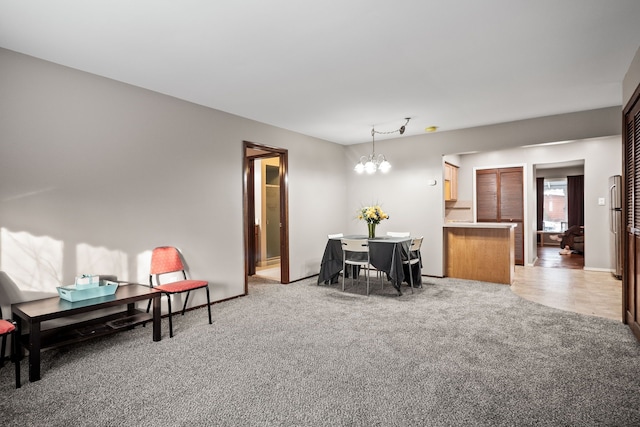 interior space featuring an inviting chandelier