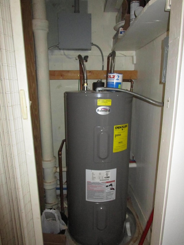 utility room with electric water heater