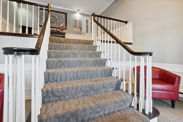 staircase with ornamental molding