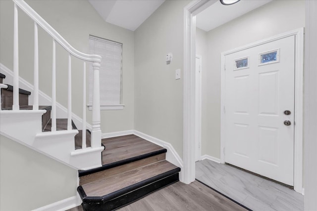 entrance foyer with light wood-type flooring