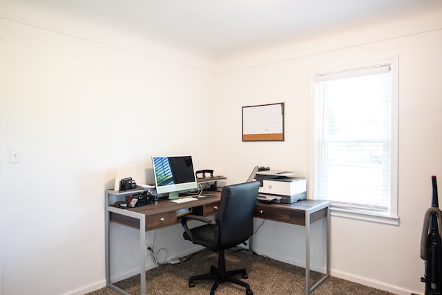 office space with dark carpet