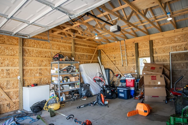 garage with a garage door opener