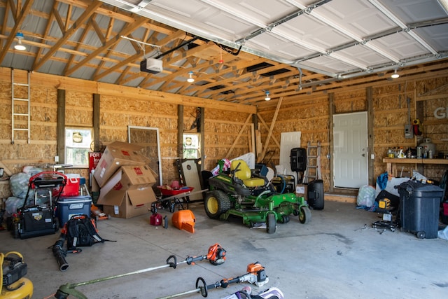 garage with a garage door opener