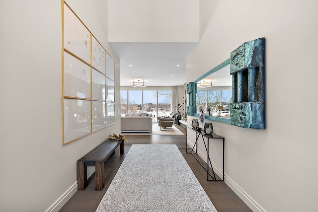 corridor featuring dark hardwood / wood-style flooring