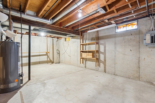 basement with water heater