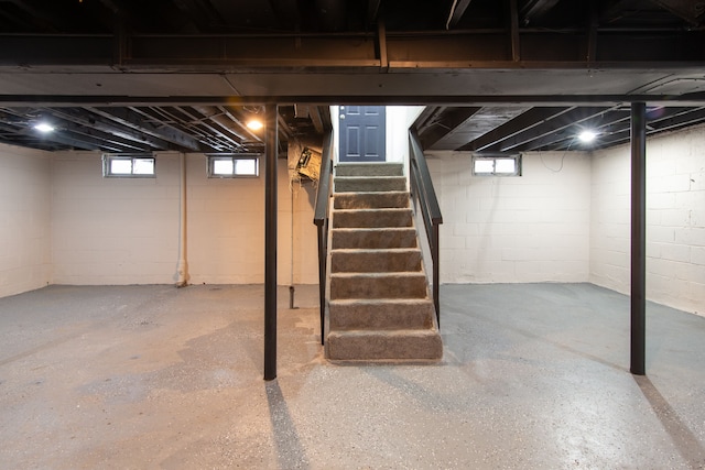 basement featuring plenty of natural light