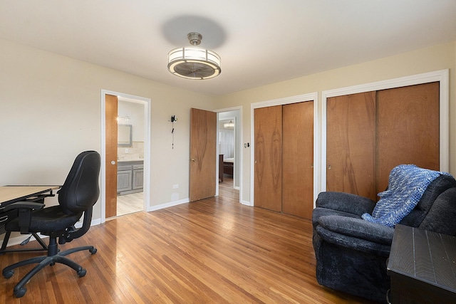 office featuring light hardwood / wood-style flooring